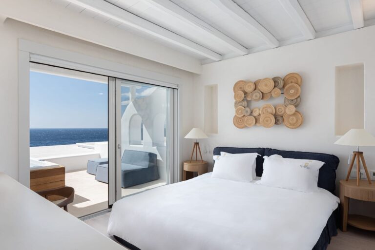 Esmeralda luxury villa sunset view Mykonos Greece